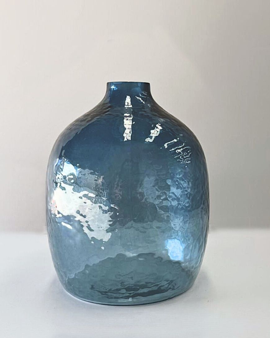 Hebron Hanblown Hammered Glass Vase