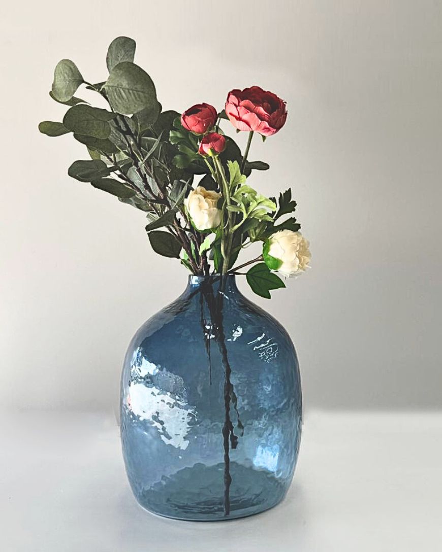 Hebron Hanblown Hammered Glass Vase