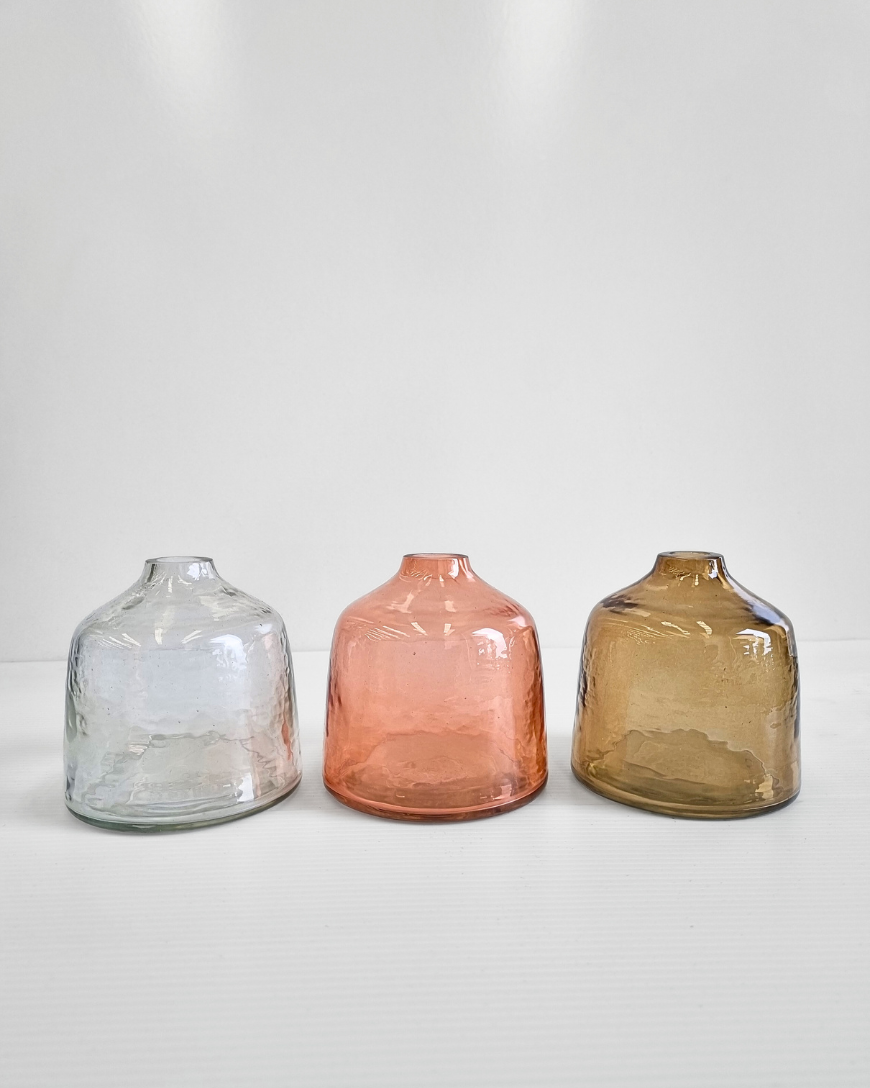 Handblown Hammered Glass Bud Vases