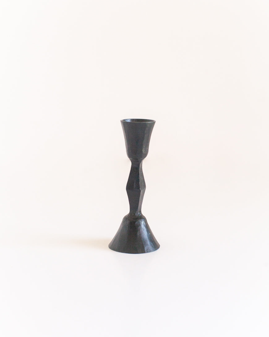 Low Diamond Hand Forged Iron Candle Holders
