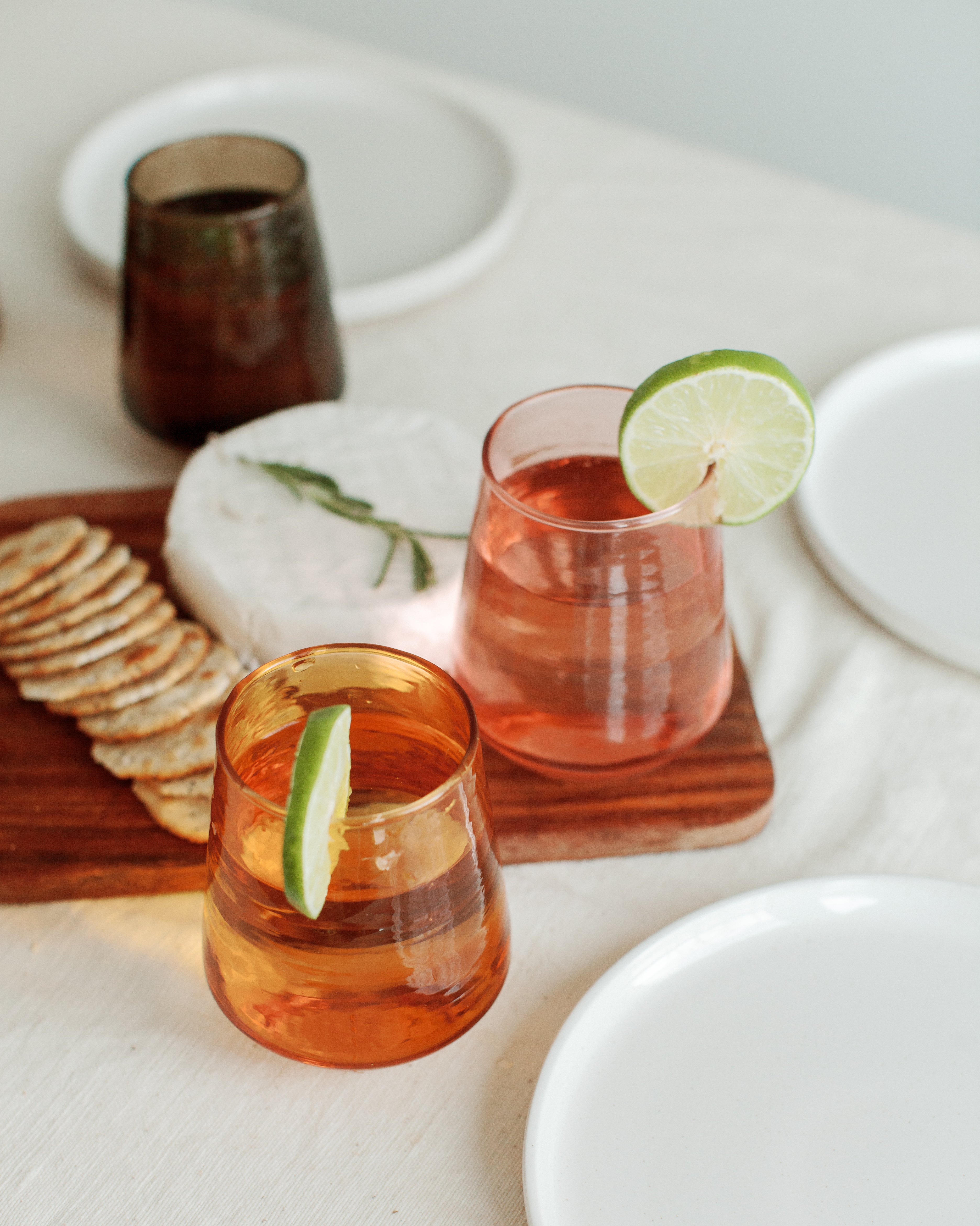 Pair of Hammered Glass Water Tumblers