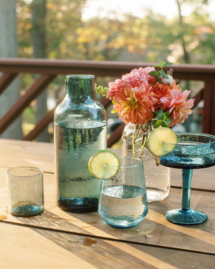 Pair of Hammered Glass Water Tumblers