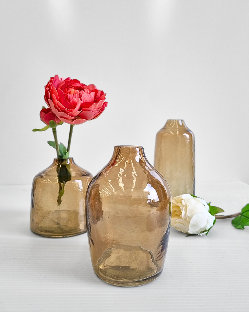 Handblown Hammered Glass Bud Vases