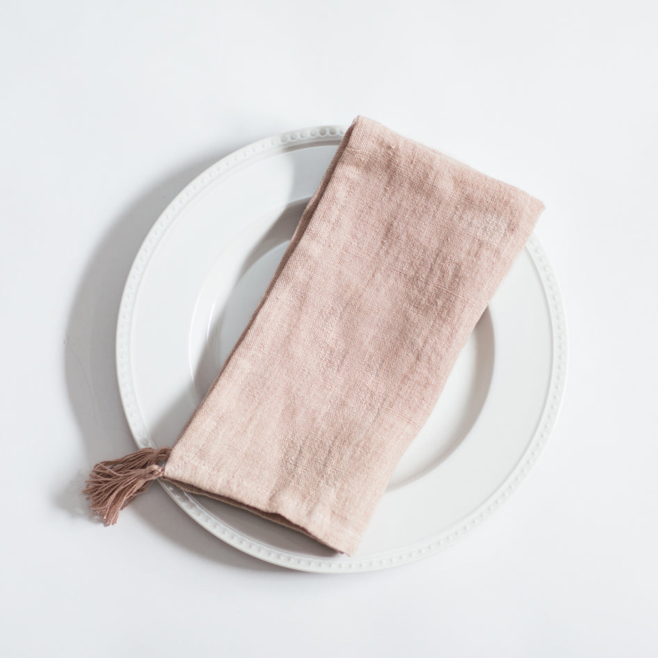 Stone Washed Linen Tasseled Napkins